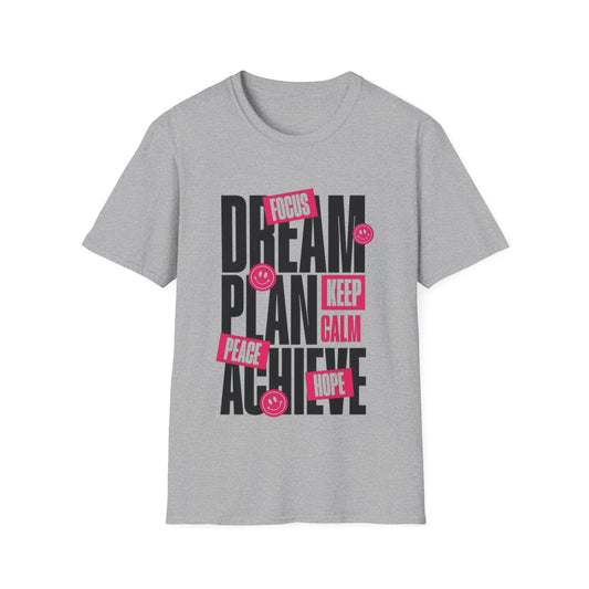 Inspirational Unisex Softstyle T-Shirt - Dream Plan Achieve Design - kesiy