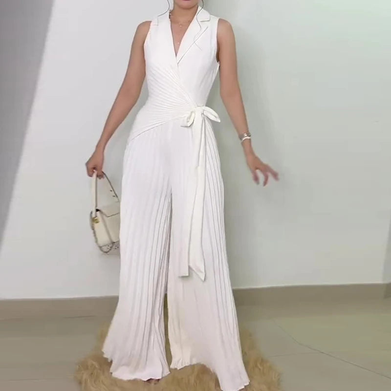 Office Ladies Lapel High Waist Romper Sexy kesiy