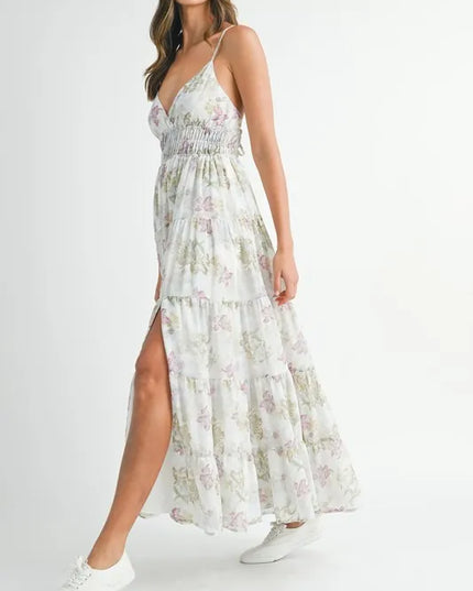 MABLE Floral Print Tiered Cami Maxi Dress - kesiy