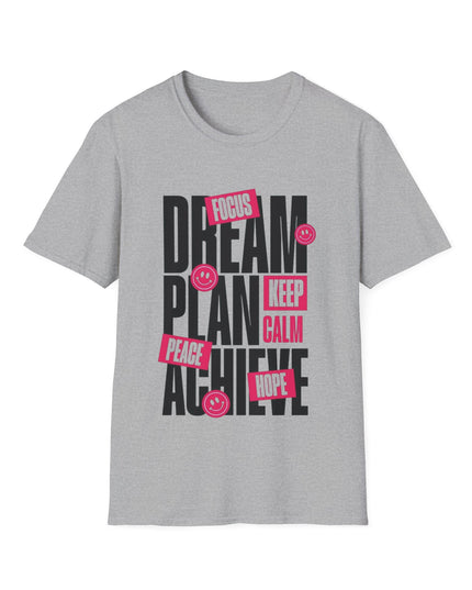 Inspirational Unisex Softstyle T-Shirt - Dream Plan Achieve Design - kesiy