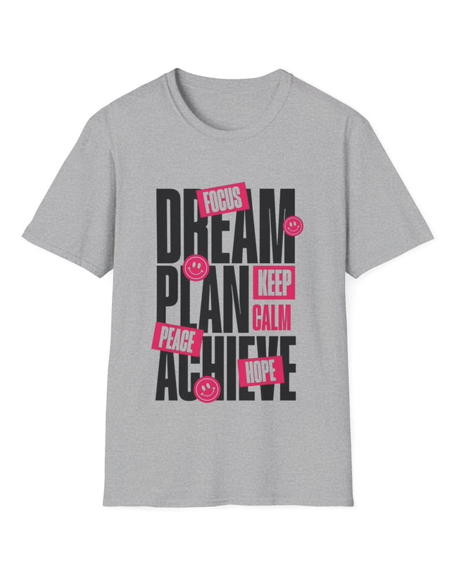 Inspirational Unisex Softstyle T-Shirt - Dream Plan Achieve Design - kesiy