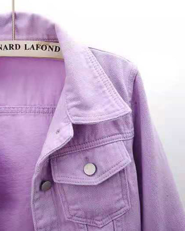 Full Size Cropped Denim Jacket Plus Size - kesiy