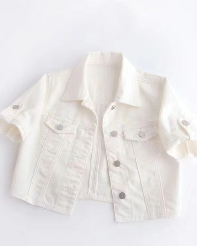 Full Size Cropped Denim Jacket Plus Size - kesiy