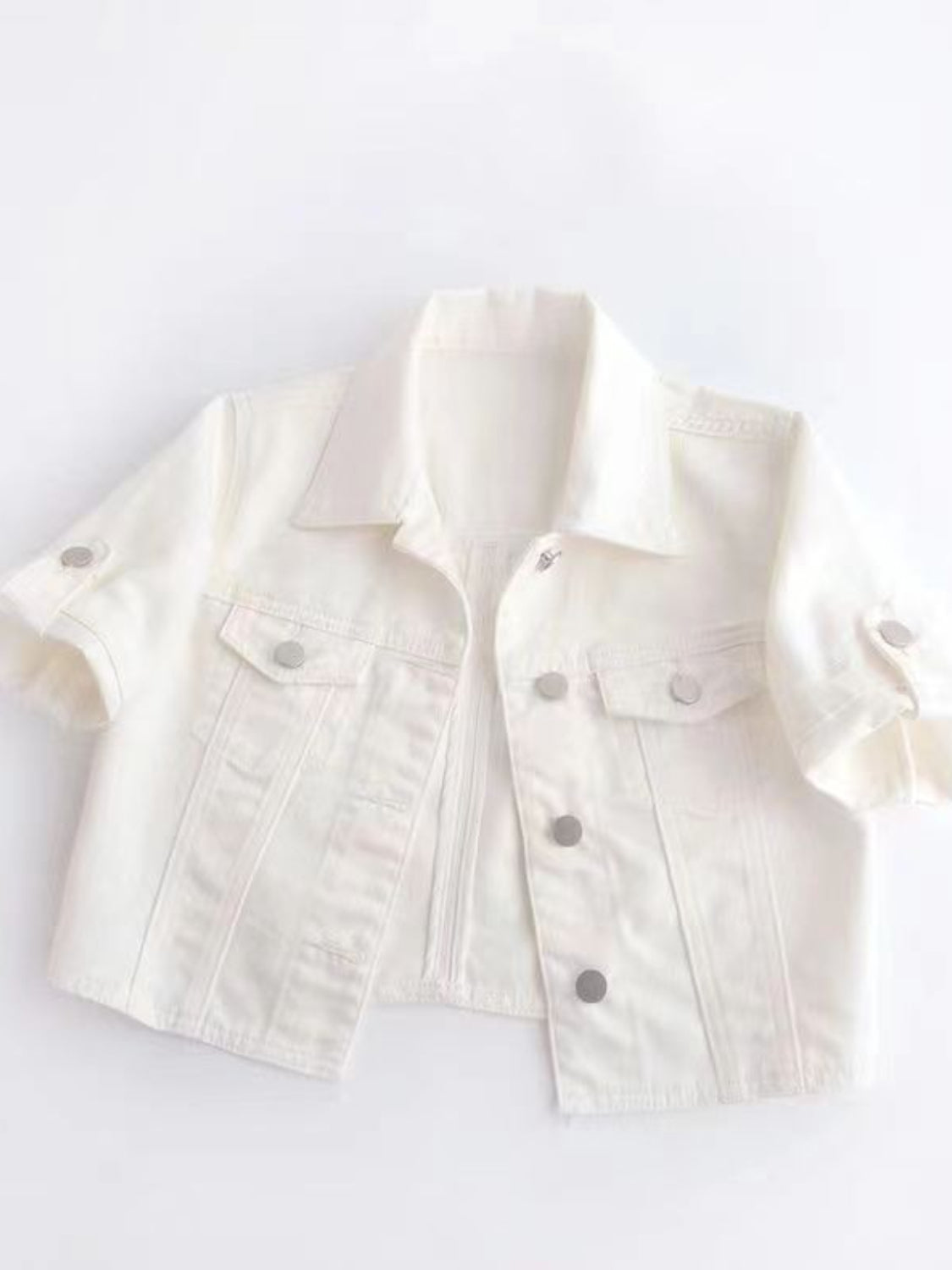 Full Size Cropped Denim Jacket Plus Size - kesiy