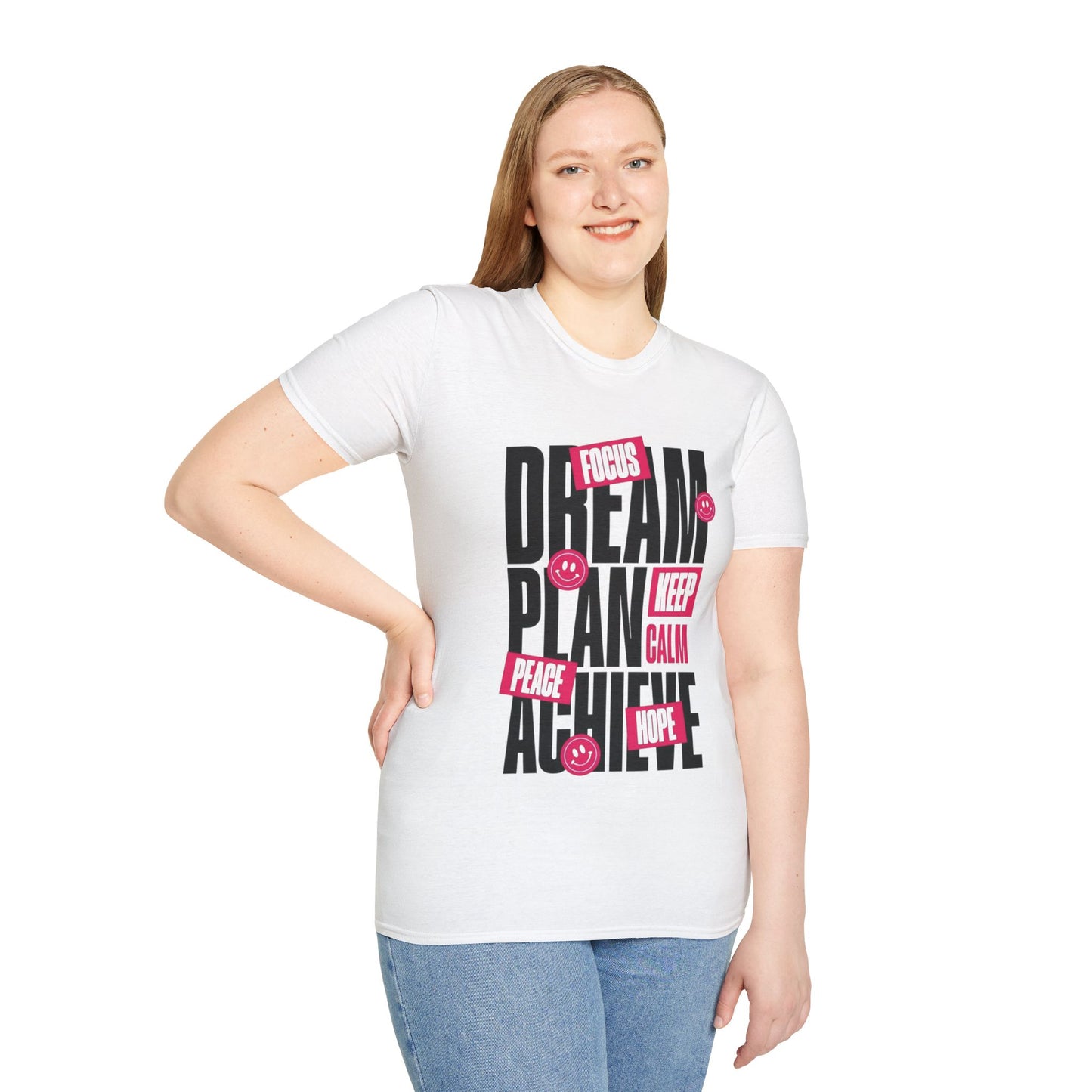 Inspirational Unisex Softstyle T-Shirt - Dream Plan Achieve Design - kesiy