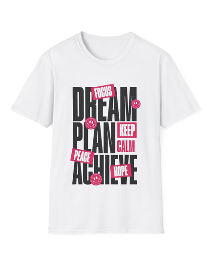Inspirational Unisex Softstyle T-Shirt - Dream Plan Achieve Design - kesiy