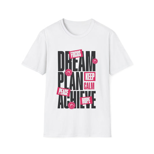 Inspirational Unisex Softstyle T-Shirt - Dream Plan Achieve Design - kesiy