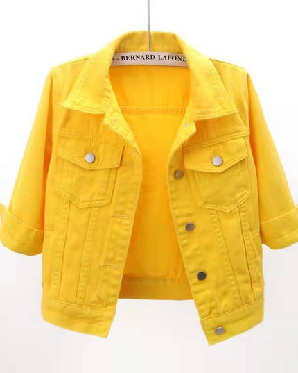 Full Size Cropped Denim Jacket Plus Size - kesiy