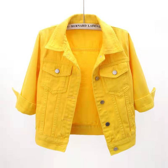 Full Size Cropped Denim Jacket Plus Size - kesiy