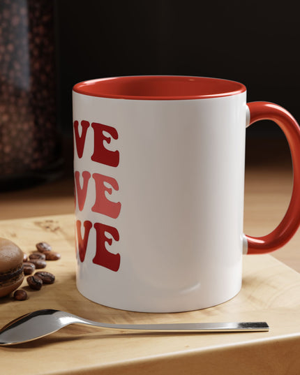 Love Theme Accent Coffee Mug - Perfect for Valentine's Day & Everyday Joy - kesiy
