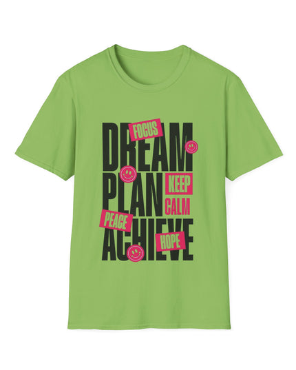 Inspirational Unisex Softstyle T-Shirt - Dream Plan Achieve Design - kesiy
