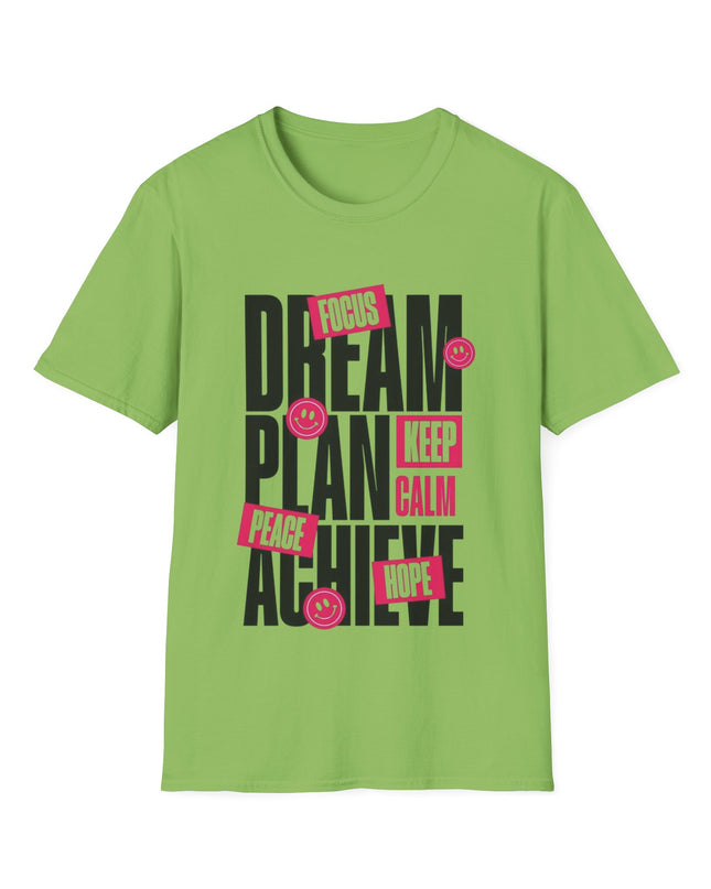 Inspirational Unisex Softstyle T-Shirt - Dream Plan Achieve Design - kesiy