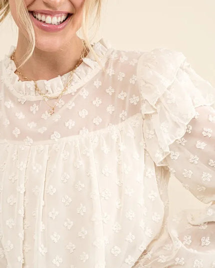 And The Why Ruffle Shoulder with Textured Woven Dress - kesiy