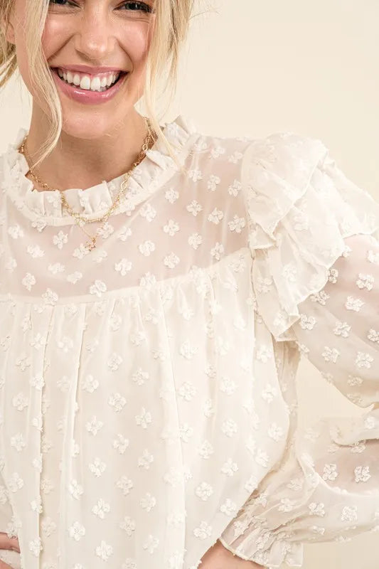 And The Why Ruffle Shoulder with Textured Woven Dress - kesiy