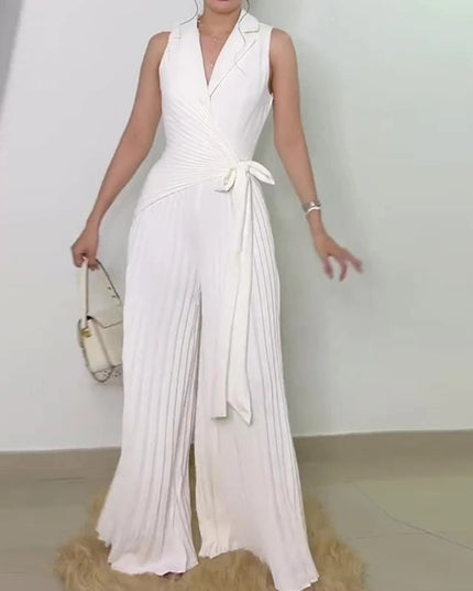 Office Ladies Lapel High Waist Romper Sexy kesiy