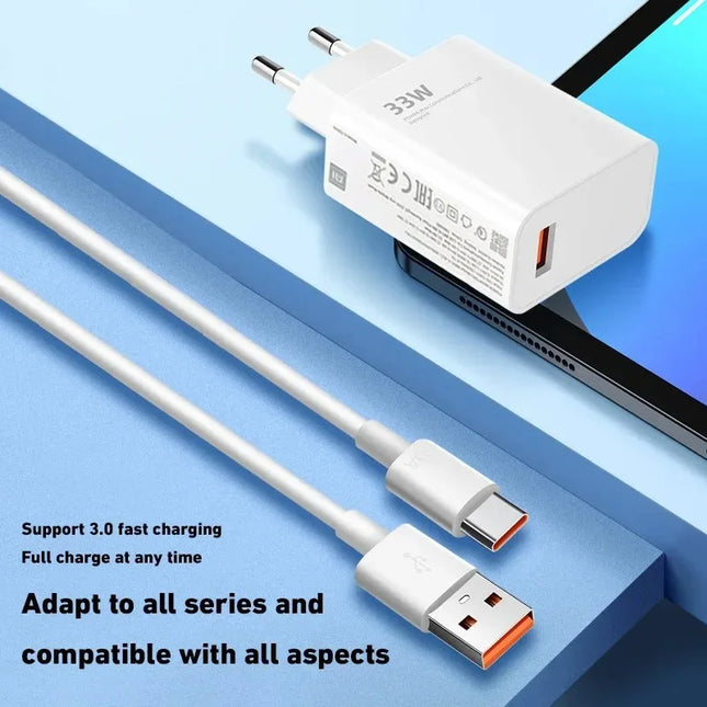 Xiaomi Original Charger 120W 67W 33W Charger Fast Charge EU Wall Gan Charge Adapter USB Type C Cable For Xiaomi Redmi model - kesiy