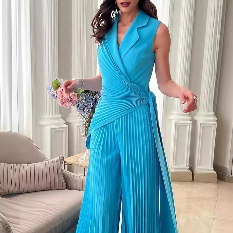 Office Ladies Lapel High Waist Romper Sexy kesiy