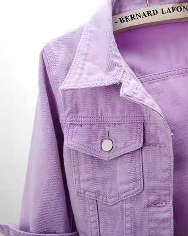 Full Size Cropped Denim Jacket Plus Size - kesiy