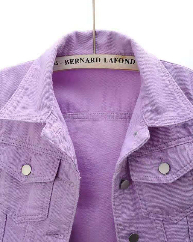 Full Size Cropped Denim Jacket Plus Size - kesiy