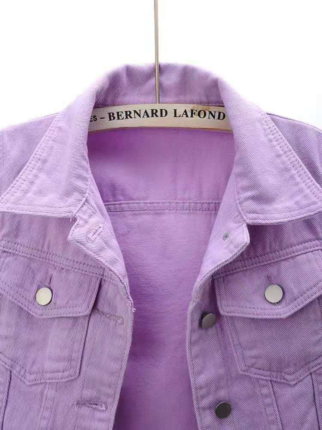 Full Size Cropped Denim Jacket Plus Size - kesiy