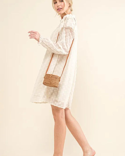 And The Why Ruffle Shoulder with Textured Woven Dress - kesiy